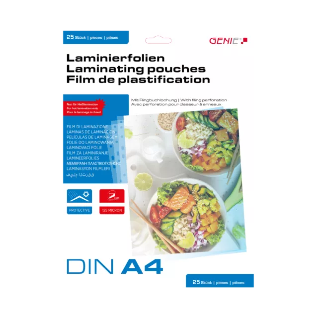 Genie Laminovací fólie A4 125 mic. s euroděrováním 25 ks