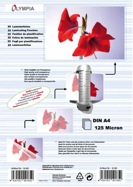 Olympia Laminovací fólie A4 125 mic. 25 ks
