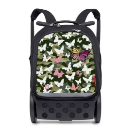 Školní a cestovní batoh na kolečkách Nikidom Roller UP XL Butterfly camo (27 l), Černý