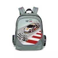 Školní a předškolní batoh Nikidom Roller GO Race Car 15L, šedo-zelený